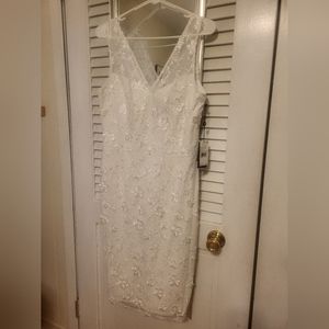 White lace dress new with tag below knee sz8 Adrianna Pappel $50